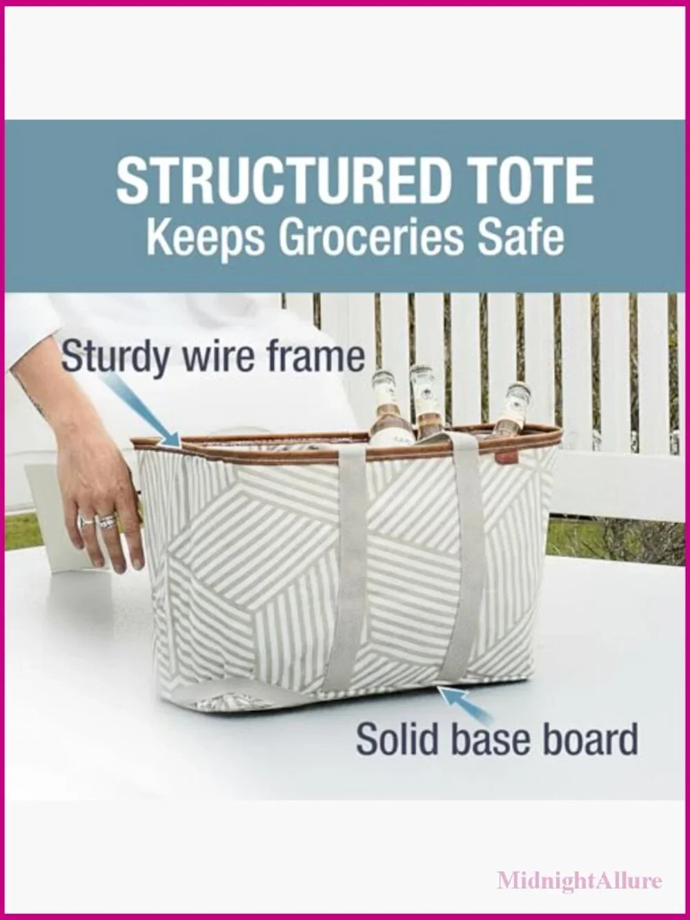 30L Collapsible Grocery Tote - Foldable Reusable Shopping Bag with Handles